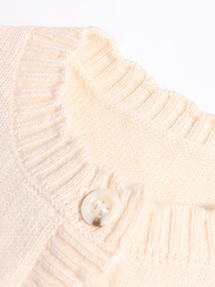 Embroidered Flower Girls Ivory Cashmere Cardigan with Pockets